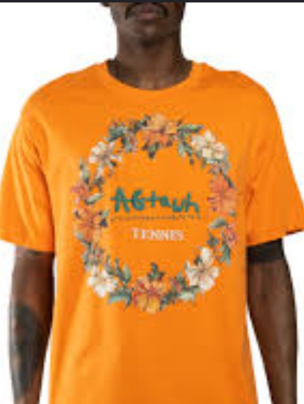 AGTAWH Orange Floral Graphic Tee Tennis - Mens NWT MSRP $52